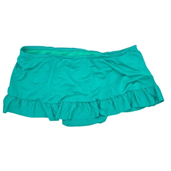 Bisou Bisou Michele Bohbot Swim Skirt Bottom Women's Lrg Green Ruffle Bikini NWT - Picture 4 of 5
